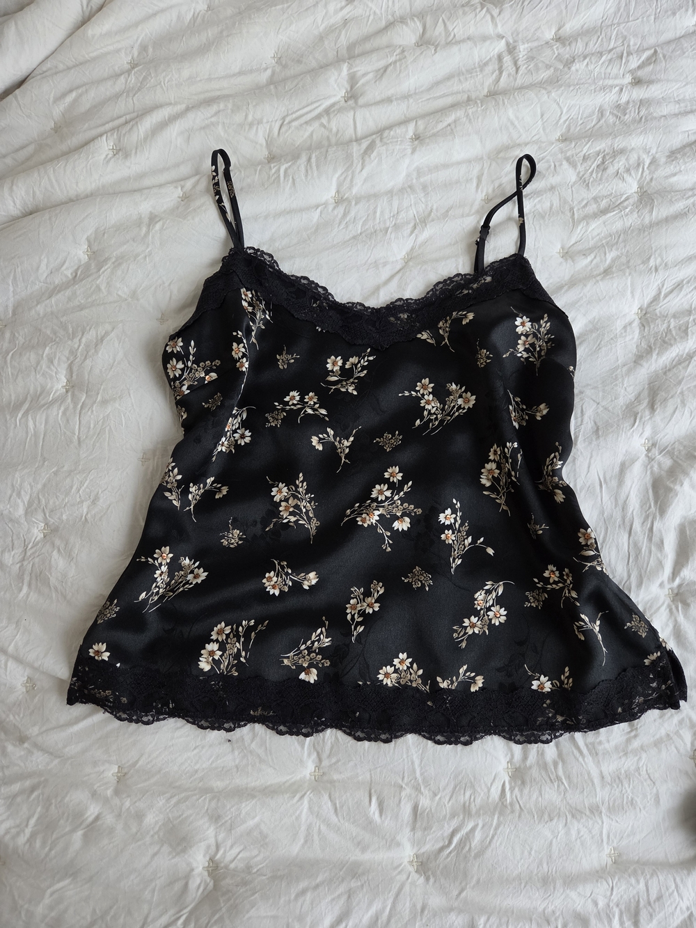 Axcess Liz CLABORNE Black Floral Lace-Trim Camisole